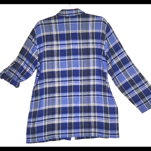 Karen Scott Sport Line Blend Plaid Button Up Top - Picture 6 of 6
